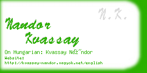 nandor kvassay business card